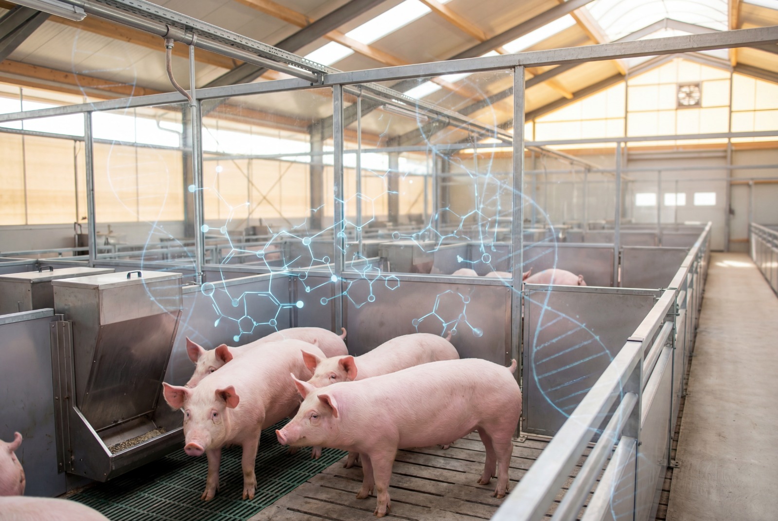 Granja porcina moderna con tecnología de bioseguridad PhageLife